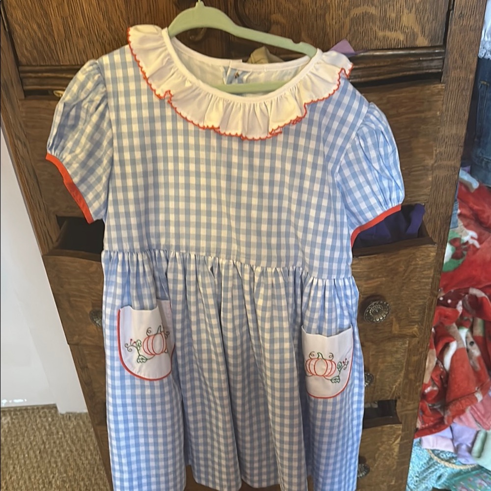 Blue and White Gingham Kids Dress